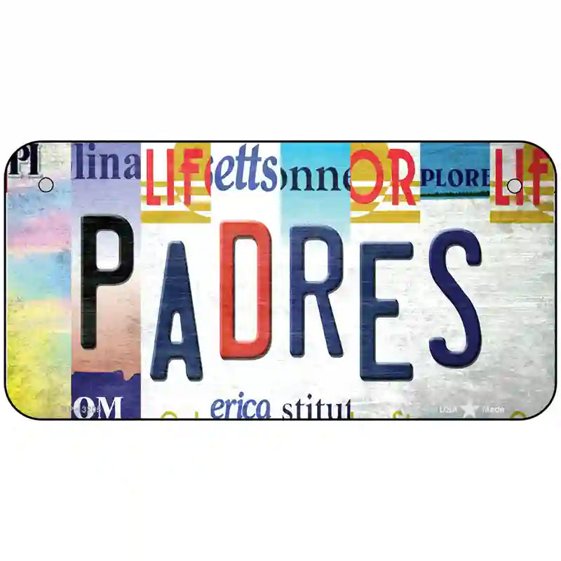 Padres Strip Art Novelty Metal License Plate Tag 6" x 3" (BP)