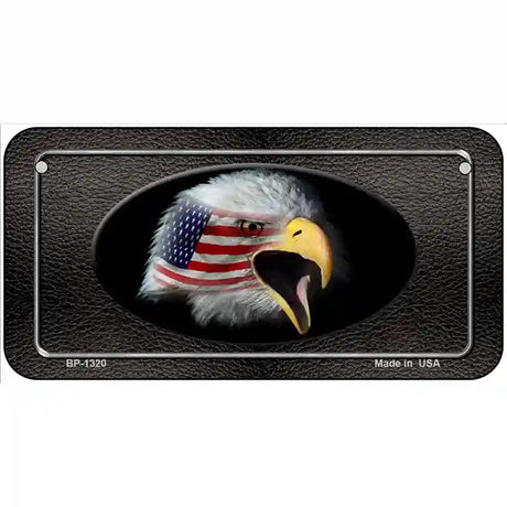 American Flag Eagle Black Novelty Metal License Plate 6" x 3" (BP)