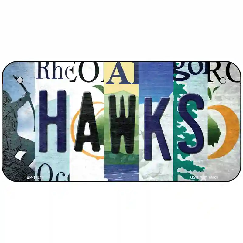 Hawks Strip Art Novelty Metal License Plate Tag 6" x 3" (BP)