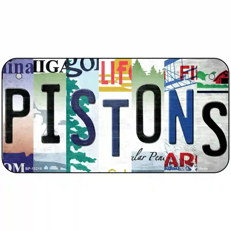 Pistons Strip Art Novelty Metal License Plate Tag 6" x 3" (BP)