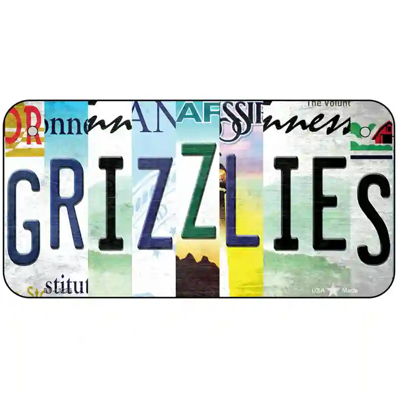 Grizzlies Strip Art Novelty Metal License Plate Tag 6" x 3" (BP)