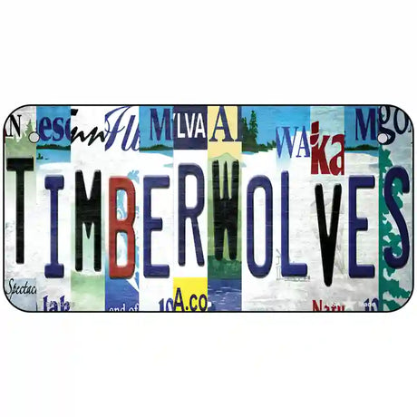 Timberwolves Strip Art Novelty Metal License Plate Tag 6" x 3" (BP)