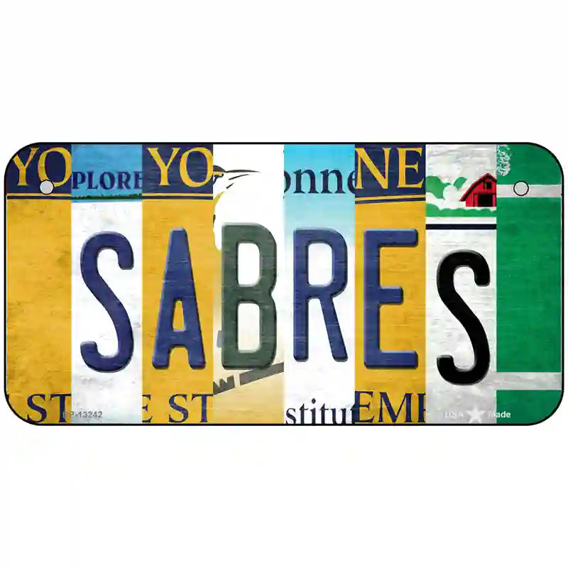 Sabres Strip Art Novelty Metal License Plate Tag 6" x 3" (BP)