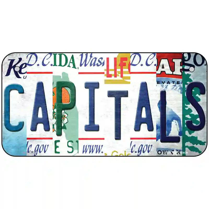 Capitals Strip Art Novelty Metal License Plate Tag 6" x 3" (BP)