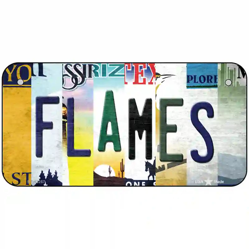 Flames Strip Art Novelty Metal License Plate Tag 6" x 3" (BP)