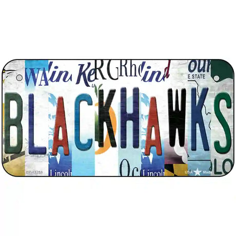 Blackhawks Strip Art Novelty Metal License Plate Tag 6" x 3" (BP)