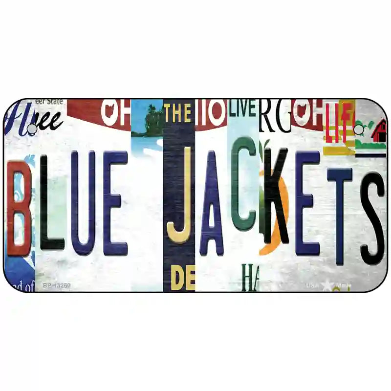 Blue Jackets Strip Art Novelty Metal License Plate Tag 6" x 3" (BP)