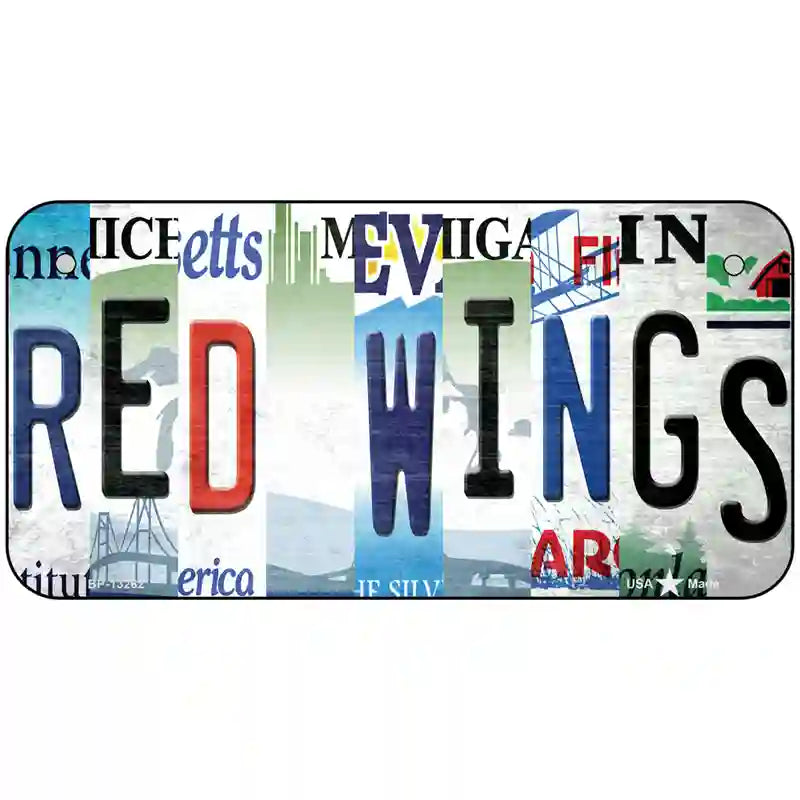 Red Wings Strip Art Novelty Metal License Plate Tag 6" x 3" (BP)