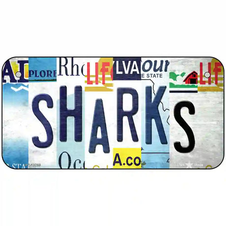 Sharks Strip Art Novelty Metal License Plate Tag 6" x 3" (BP)