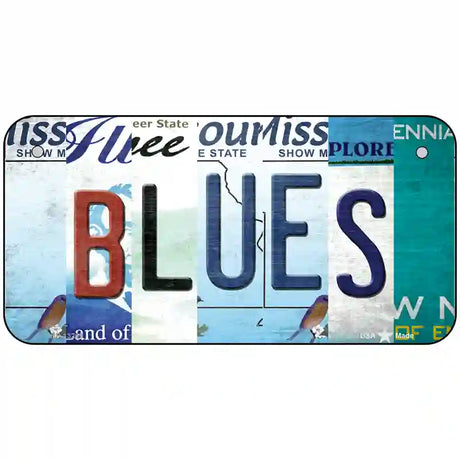 Blues Strip Art Novelty Metal License Plate Tag 6" x 3" (BP)