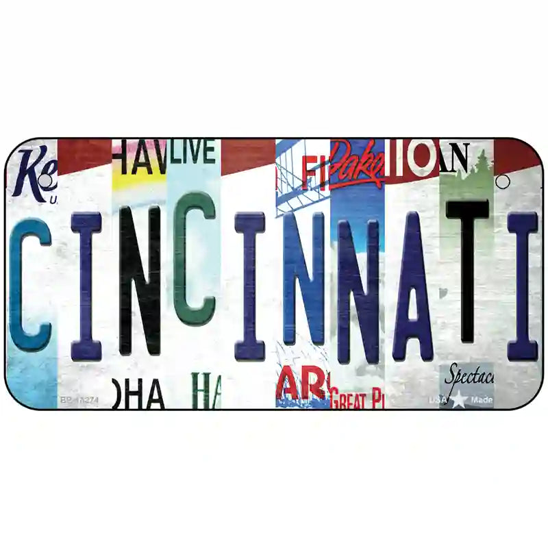 Cincinnati Strip Art Novelty Metal License Plate Tag 6" x 3" (BP)