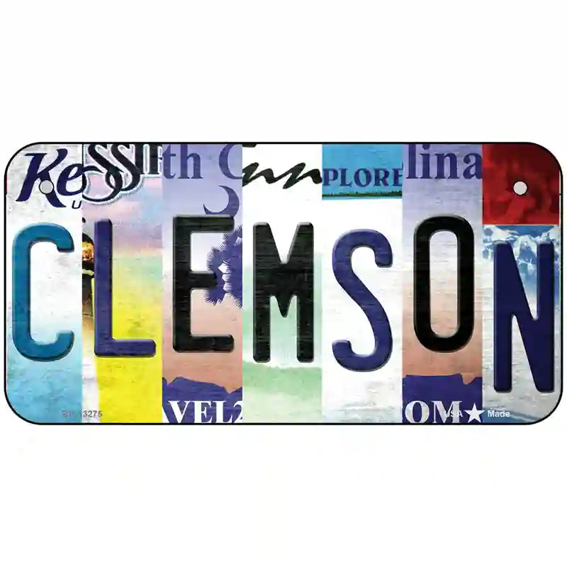 Clemson Strip Art Novelty Metal License Plate Tag 6" x 3" (BP)