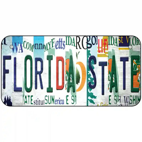 Florida State Strip Art Novelty Metal License Plate Tag 6" x 3" (BP)