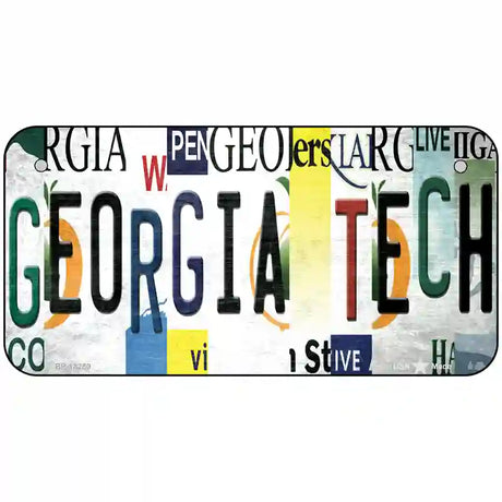 Georgia Tech Strip Art Novelty Metal License Plate Tag 6" x 3" (BP)