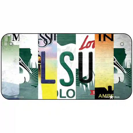 LSU Strip Art Novelty Metal License Plate Tag 6" x 3" (BP)