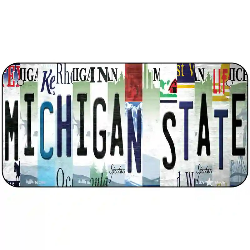 Michigan State Strip Art Novelty Metal License Plate Tag 6" x 3" (BP)