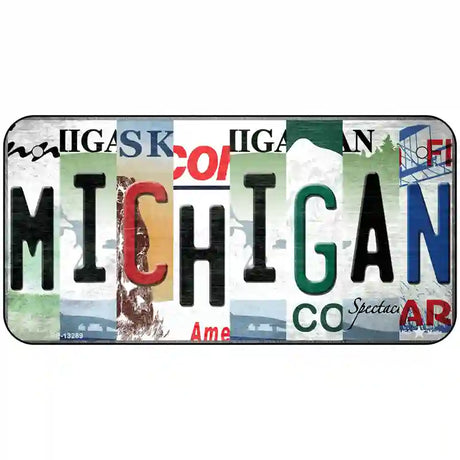 Michigan Strip Art Novelty Metal License Plate Tag 6" x 3" (BP)