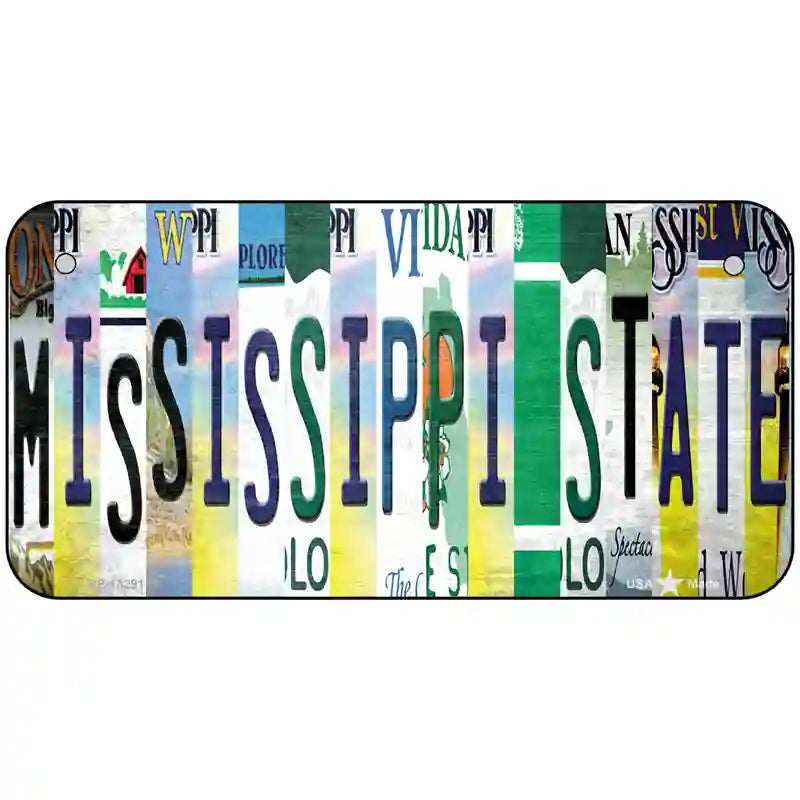 Mississippi State Strip Art Novelty Metal License Plate Tag 6" x 3" (BP)