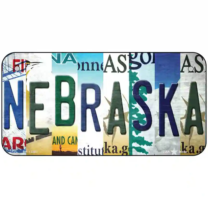 Nebraska Strip Art Novelty Metal License Plate Tag 6" x 3" (BP)