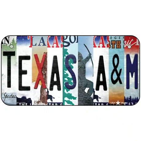 Texas A&M Strip Art Novelty Metal License Plate Tag 6" x 3" (BP)