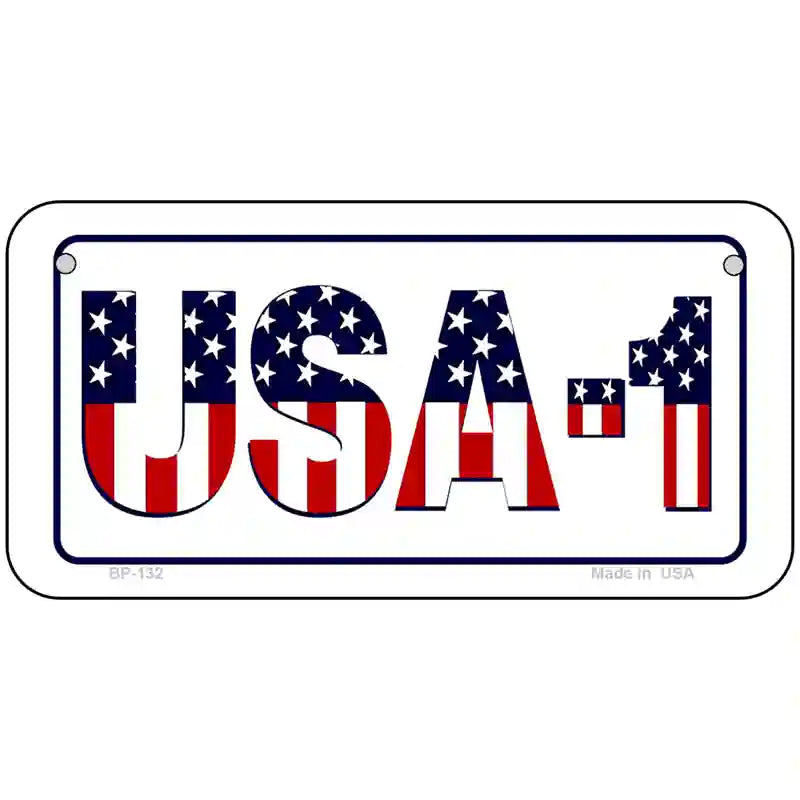 USA 1 Novelty Metal License Plate 6" x 3" (BP)