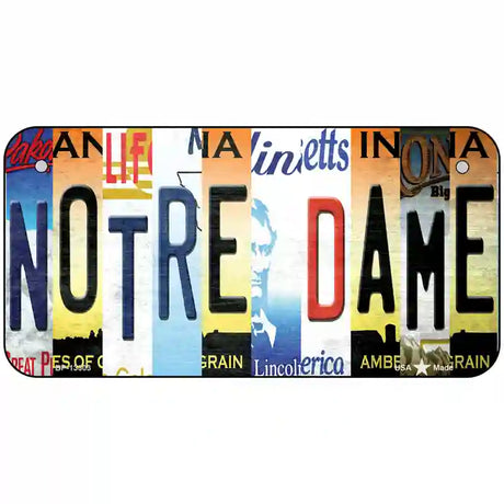 Notre Dame Strip Art Novelty Metal License Plate Tag 6" x 3" (BP)