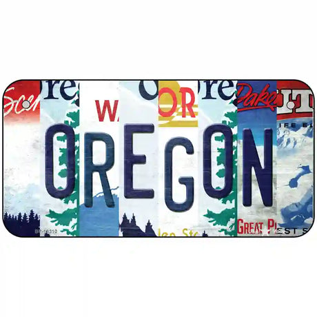 Oregon Strip Art Novelty Metal License Plate Tag 6" x 3" (BP)