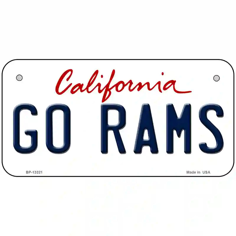 Go Rams Novelty Metal License Plate Tag 6" x 3" (BP)