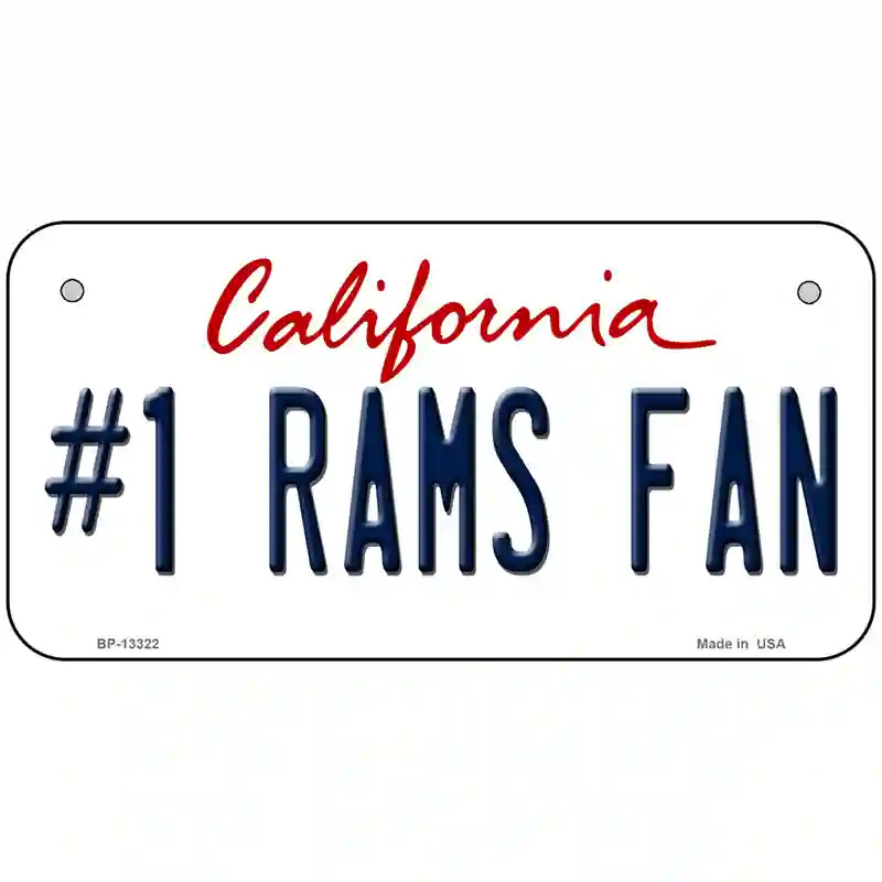 Number 1 Rams Fan Novelty Metal License Plate Tag 6" x 3" (BP)