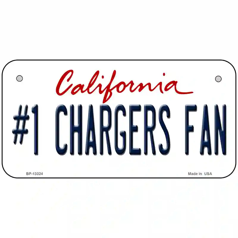 Number 1 Chargers Fan Novelty Metal License Plate Tag 6" x 3" (BP)