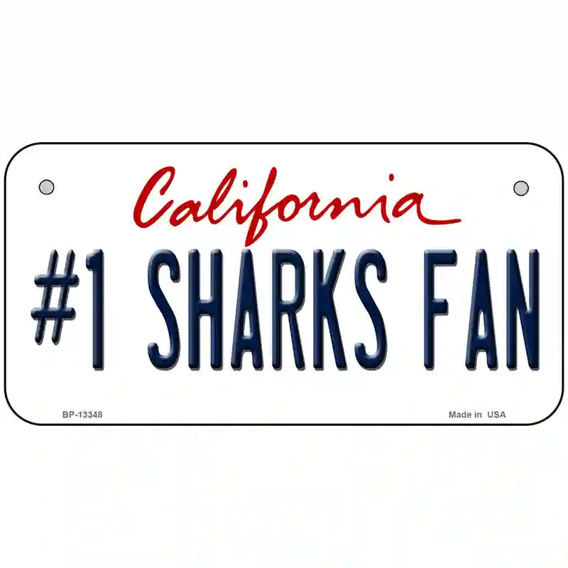 Number 1 Sharks Fan Novelty Metal License Plate Tag 6" x 3" (BP)