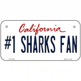 Number 1 Sharks Fan Novelty Metal License Plate Tag 6" x 3" (BP)