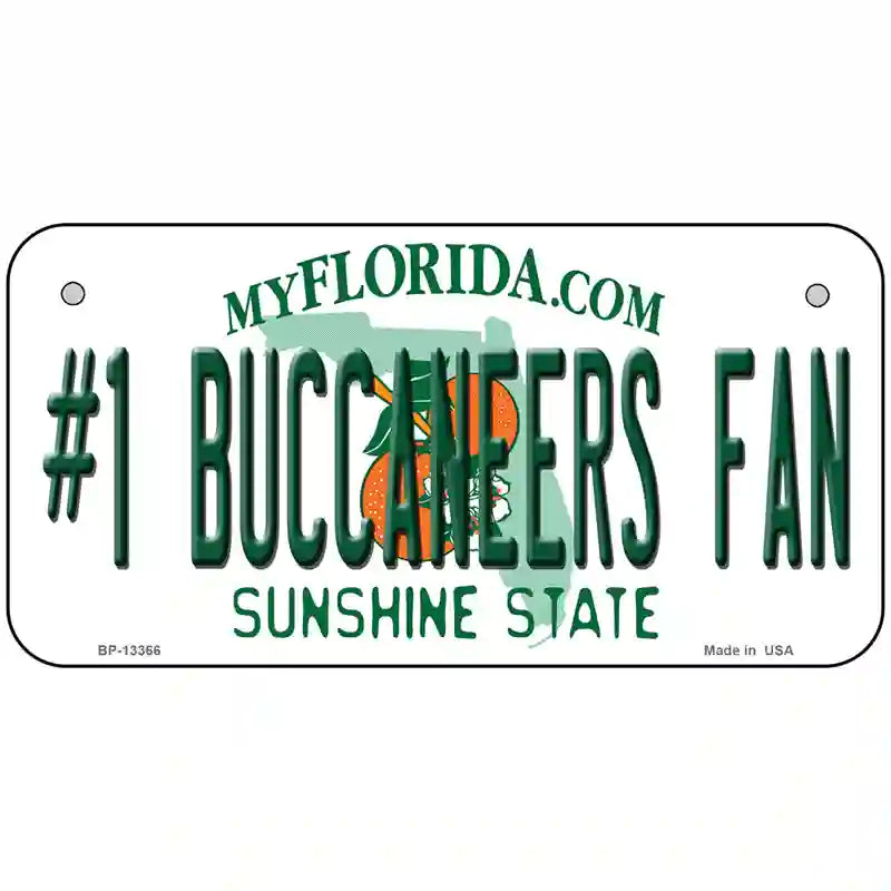 Number 1 Buccaneers Fan Novelty Metal License Plate Tag 6" x 3" (BP)