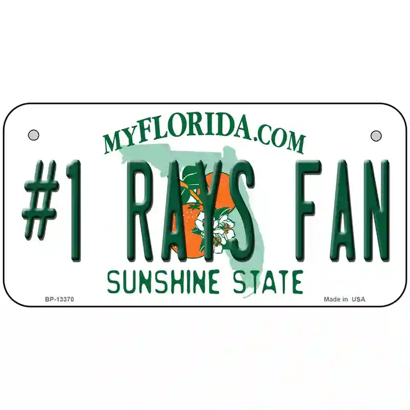 Number 1 Rays Fan Novelty Metal License Plate Tag 6" x 3" (BP)