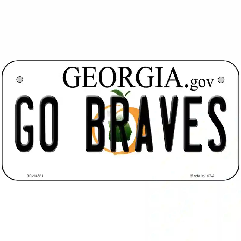 Go Braves Novelty Metal License Plate Tag 6" x 3" (BP)