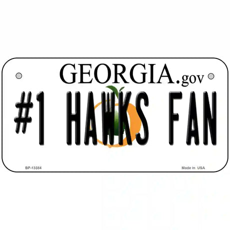 Number 1 Hawks Fan Georgia Novelty Metal License Plate Tag 6" x 3" (BP)