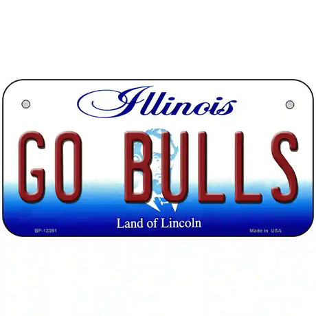 Go Bulls Novelty Metal License Plate Tag 6" x 3" (BP)