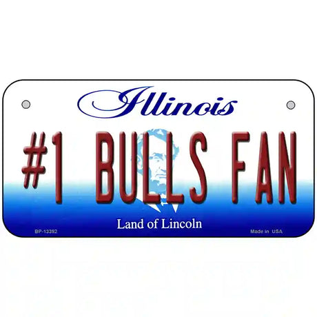 Number 1 Bulls Fan Novelty Metal License Plate Tag 6" x 3" (BP)