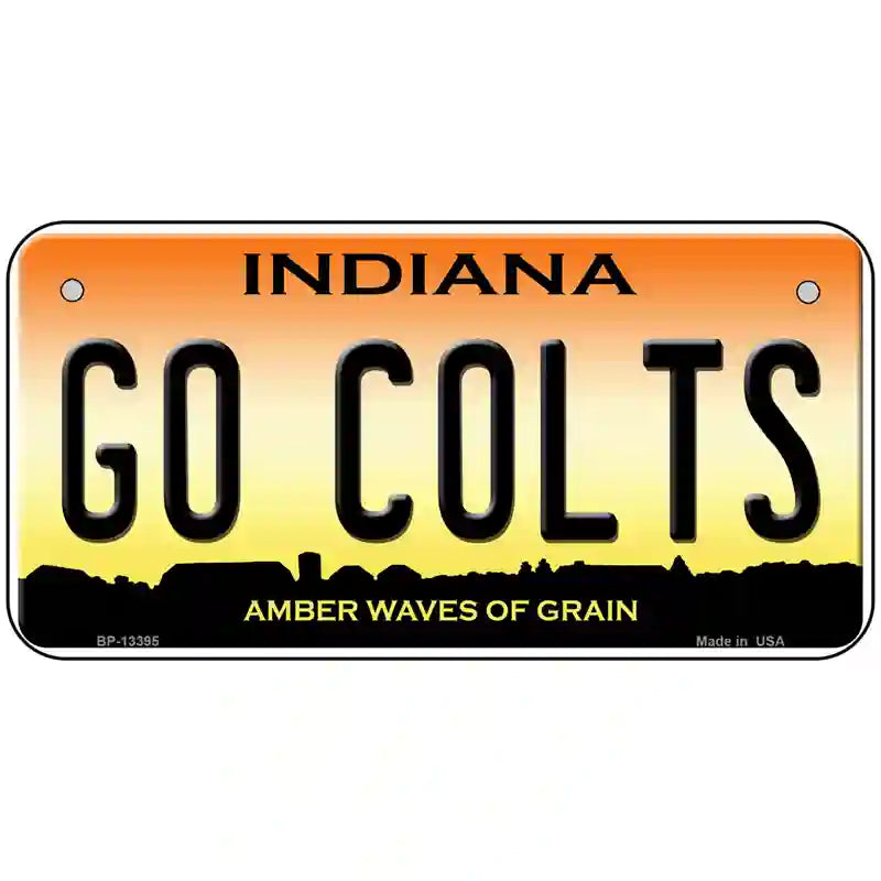 Go Colts Novelty Metal License Plate Tag 6" x 3" (BP)