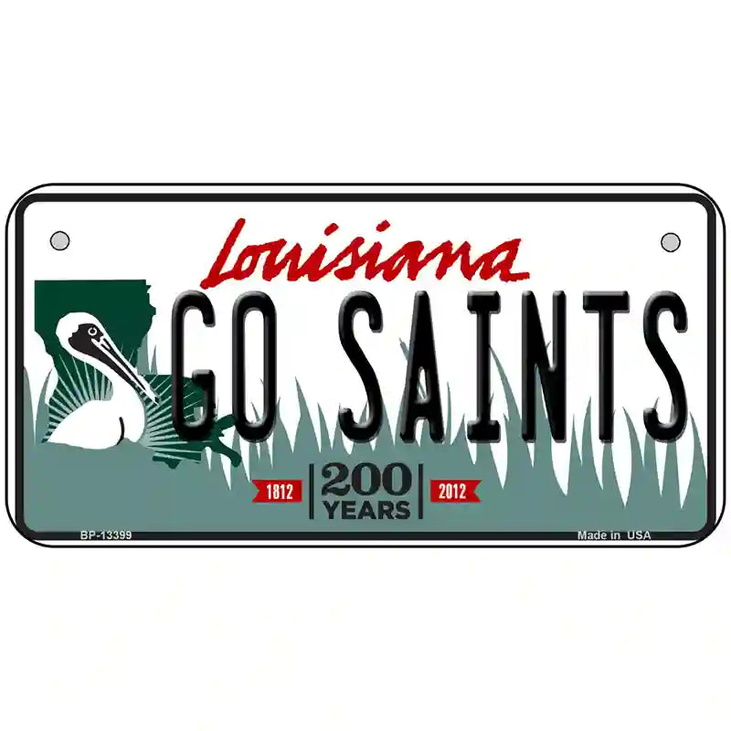 Go Saints Novelty Metal License Plate Tag 6" x 3" (BP)