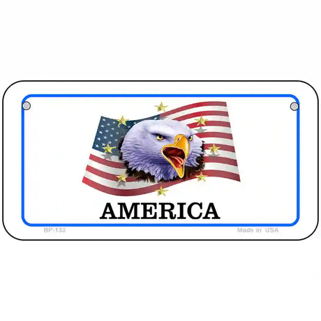 Waving Flag Bald Eagle Novelty Metal License Plate 6" x 3" (BP)