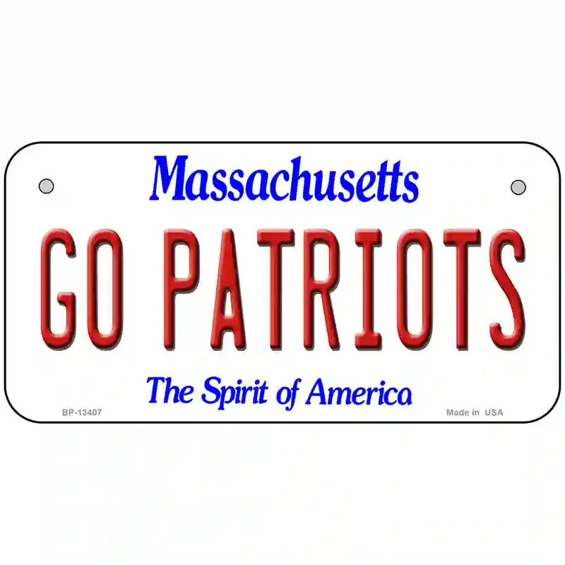 Go Patriots Novelty Metal License Plate Tag 6" x 3" (BP)