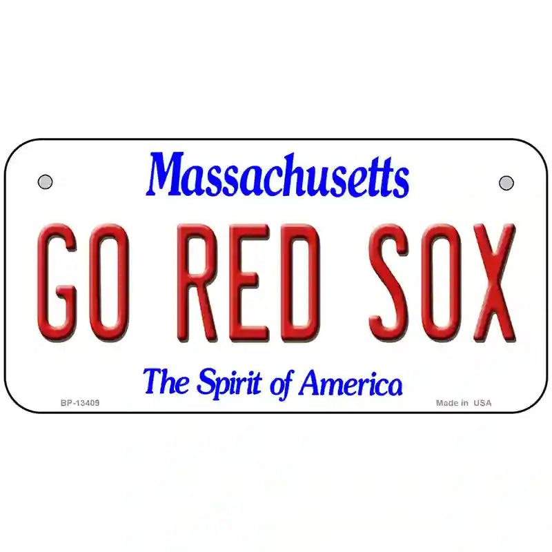 Go Red Sox Novelty Metal License Plate Tag 6" x 3" (BP)