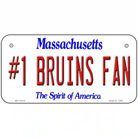 Number 1 Bruins Fan Novelty Metal License Plate Tag 6" x 3" (BP)