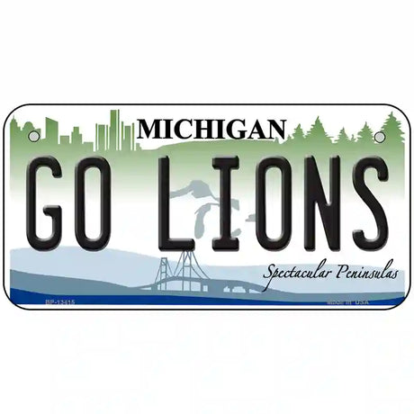 Go Lions Novelty Metal License Plate Tag 6" x 3" (BP)