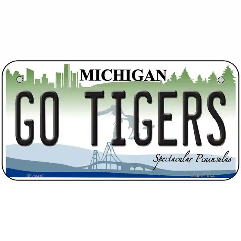 Go Tigers Novelty Metal License Plate Tag 6" x 3" (BP)