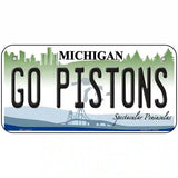 Go Pistons Novelty Metal License Plate Tag 6" x 3" (BP)