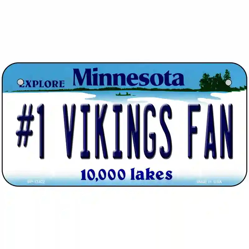 Number 1 Vikings Fan Novelty Metal License Plate Tag 6" x 3" (BP)