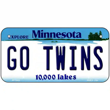 Go Twins Novelty Metal License Plate Tag 6" x 3" (BP)