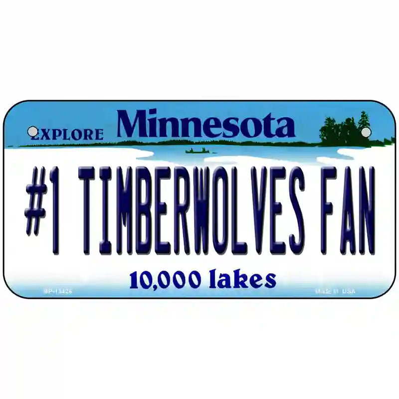 Number 1 Timberwolves Fan Novelty Metal License Plate Tag 6" x 3" (BP)